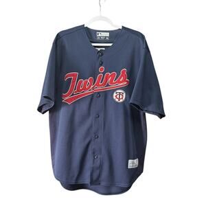Minnesota Twins Morneau 33 MLB Jersey Mens L True Fan Series Navy Baseball Sewn